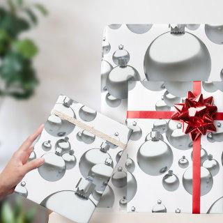 Festive Silver Bauble Pattern White Christmas