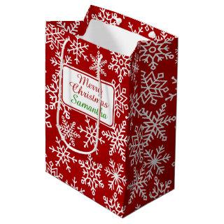 Festive Snowflake Red Christmas  Medium Gift Bag