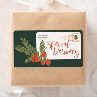 Festive Special Delivery Postage Envelope Label