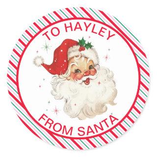 Festive Stripe From Santa Gift Classic Round Sticker
