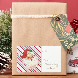 Festive Stripe Retro Santa Gift Rectangular Sticker