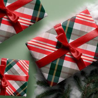 Festive Stylish Candy Cane Red Green Plaid Pattern  Sheets