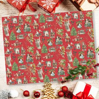 Festive Vintage Retro Christmas Holiday Red Tissue Paper