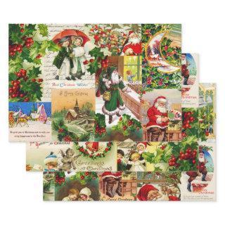 Festive Vintage Victorian Christmas Santa Collage  Sheets