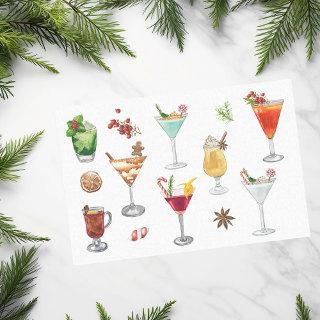 Festive Watercolor Cocktails Christmas Martini  Tissue Paper