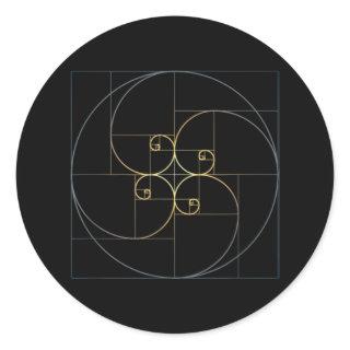 Fibonacci Spiral Golden Ratio Geometry Classic Round Sticker