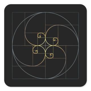 Fibonacci Spiral Golden Ratio Geometry Square Sticker