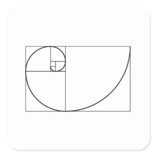 Fibonacci Spiral Golden Section Geometry Square Sticker