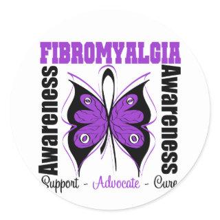 Fibromyalgia Awareness Butterfly Classic Round Sticker
