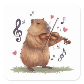fiddler capybara square sticker