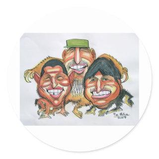 fidel castro,hugo chavez, evo morales classic round sticker