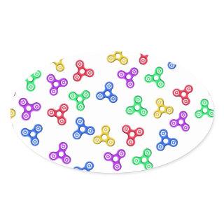 Fidget Spinners Oval Sticker