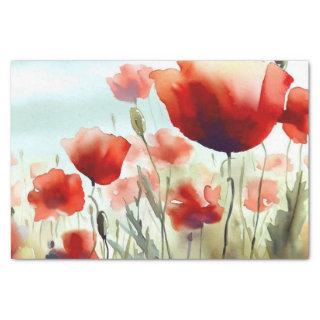 Field of Flowers-Poppy (C) Watercolor  Tissue Paper