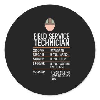 field service technician funny gift present idea classic round sticker