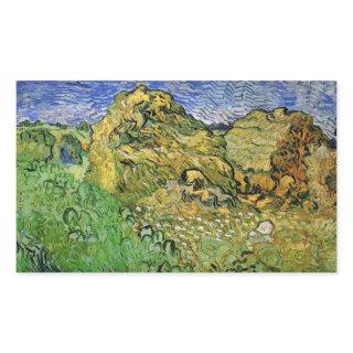 Field with Wheat Stacks by Vincent van Gogh Rectangular Sticker