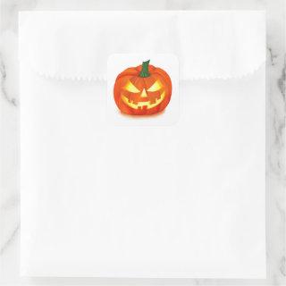 Fiery Grin Halloween Jack-O-Lantern Square Sticker