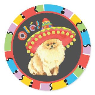 Fiesta Pomeranian Classic Round Sticker