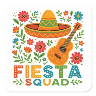 Fiesta Squad – Colorful Party Vibes Square Sticker