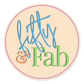 Fifty and Fab Colorful Birthday Sticker