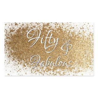 Fifty & Fabulous Over Splattered Faux Gold Foil Rectangular Sticker