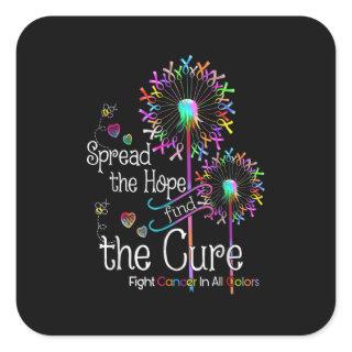 Fight Cancer In All And Every Color Ribbons Flower Square Sticker