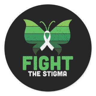 Fight The Stigma Butterfly Mental Health Classic Round Sticker