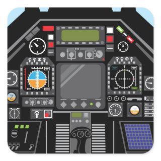 Fighter Jet Cockpit Square Sticker