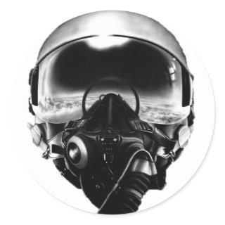 Fighter Pilot Helmet Classic Round Sticker