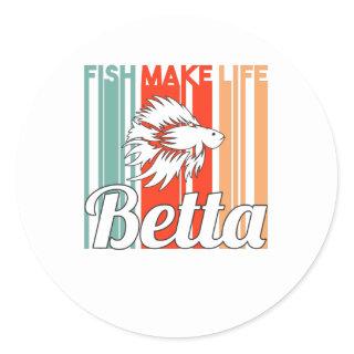 Fighting Fish Aquarist Retro Ornamental Fish Betta Classic Round Sticker