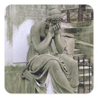 Figure of Grief, from the tomb of Pierre Gareau (d Square Sticker