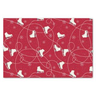 Figure Skates skating on bright red Tissue Paper