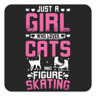 Figure Skating And Cats Square Sticker