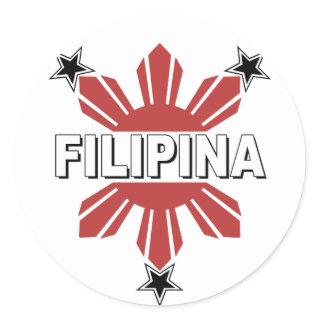 Filipina Sun and Star Classic Round Sticker