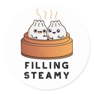 Filling Steamy Funny Dimsum Bao Pun  Classic Round Sticker