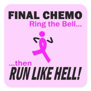Final Chemo Run Like Hell - Breast Cancer Square Sticker