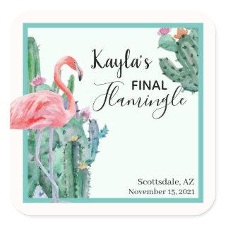 Final Flamingle Stickers, Bachelorette, Bridal Square Sticker
