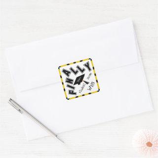 FINALLY Did It! Black and Gold Graduation Square Sticker