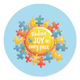 Finding Joy in Every Piece Vibrant Puzzle Art Classic Round Sticker