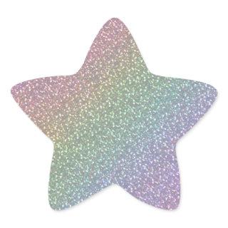 Fine Faux Glitter Sparkles Rainbow Pearl Diagonal Star Sticker