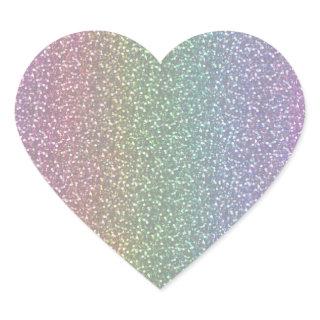 Fine Faux Glitter Sparkles Shiny Rainbow Pearl Heart Sticker