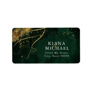 Fine Lines Gold Abstract Wedding Emerald ID867 Label