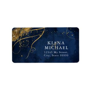 Fine Lines Gold Abstract Wedding Navy ID867  Label