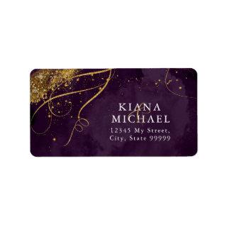 Fine Lines Gold Abstract Wedding Plum ID867 Label