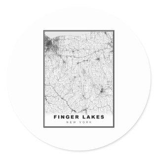 Finger Lakes Map Classic Round Sticker