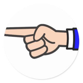 Finger Pointing Classic Round Sticker
