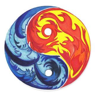Fire and Ice Yin-Yang Classic Round Sticker