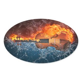 Fire and Water Violin Oval Stickers