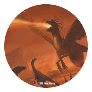 Fire-Breathing Prehistoric Dinosaur by Jake Murray Classic Round Sticker