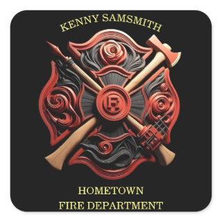 Fire Department Emblem of courage and dedication Square Sticker