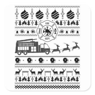 Fire Department Ugly Christmas | Fireman Gifts Square Sticker